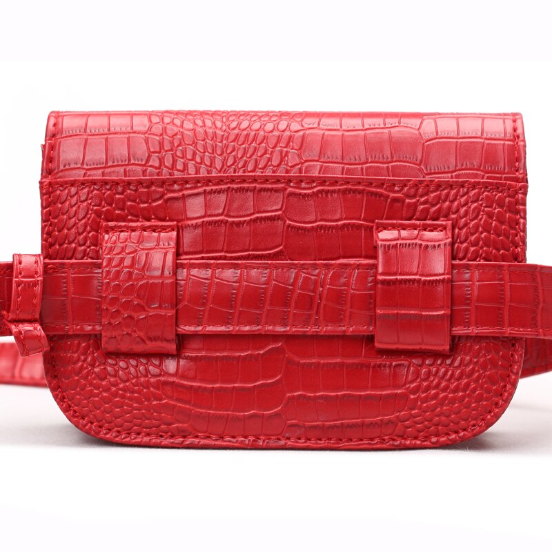 Sac Banane Élégant Cuir Crocodile Bleu