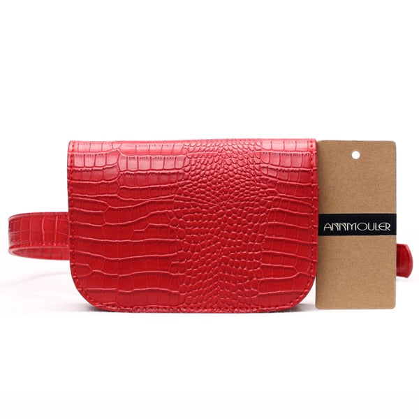 Sac Banane Élégant Cuir Crocodile Bleu