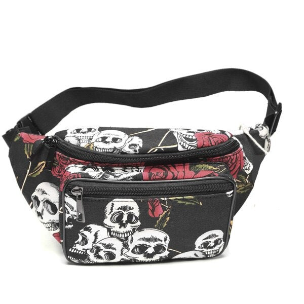 Sacoche Banane Tendance Skull Floral