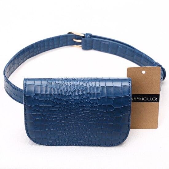 Sac Banane Élégant Cuir Crocodile Bleu
