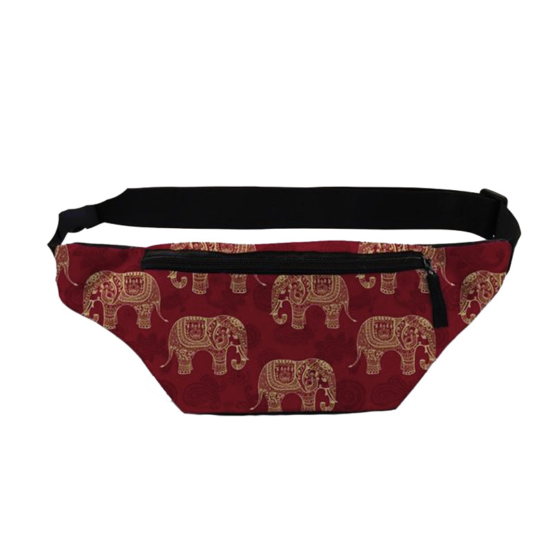 Sacoche Banane Éléphant Ethnique Rouge