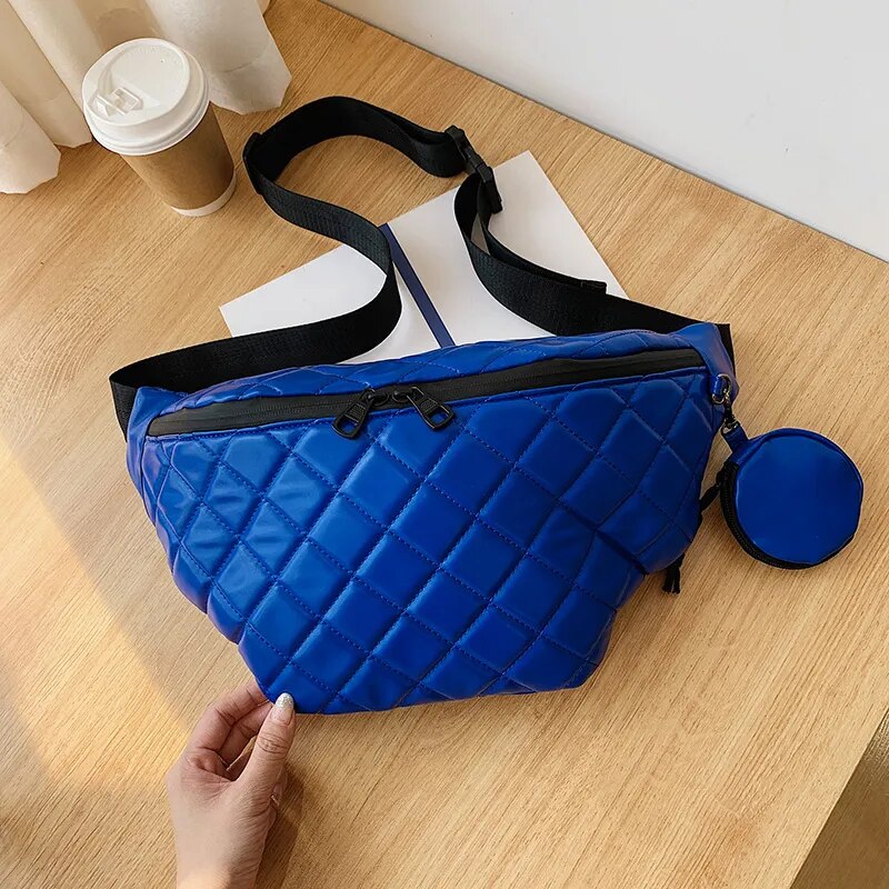Sac Banane Bleu Matelassé Tendance Unisexe