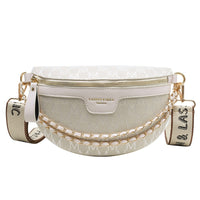 Découvrir le modèle Blanc Sacoche Banane Tendance Chaîne Dorée - modèle Blanc - Banane Avenue ™