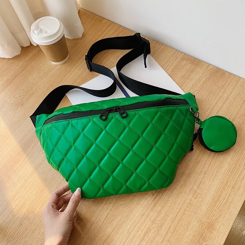 Sac Banane Bleu Matelassé Tendance Unisexe