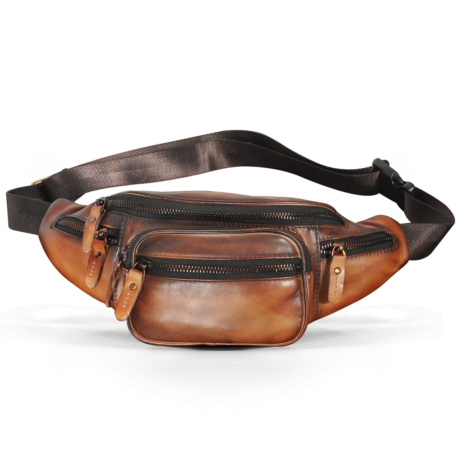 Ceinture Sacoche Banane Cuir Vintage Multipoche