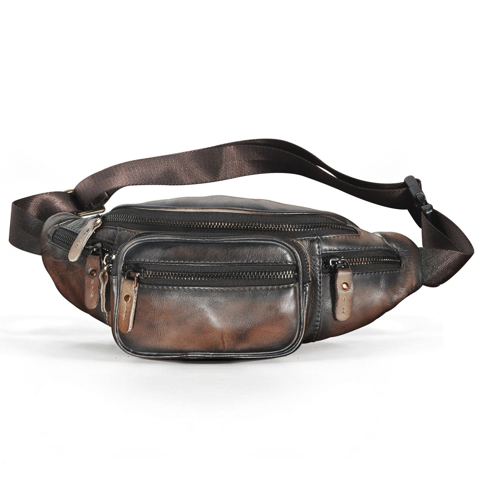 Ceinture Sacoche Banane Cuir Vintage Multipoche