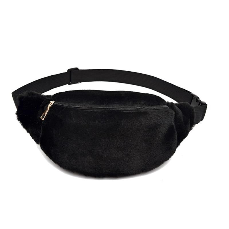 Sac Banane Élégant Velours Noir Ajustable