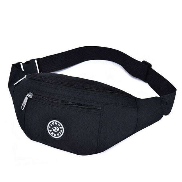 Sac Banane Sportif Noir Ajustable Unisexe