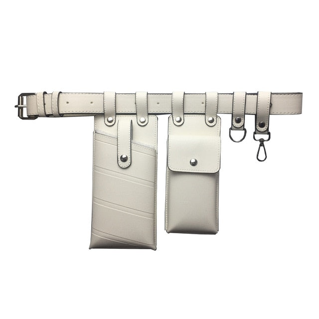 Ceinture Multi-Poches Tendance Urbaine Blanche