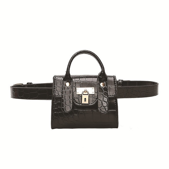 Sacoche Banane Cuir Croco Bleu Chic