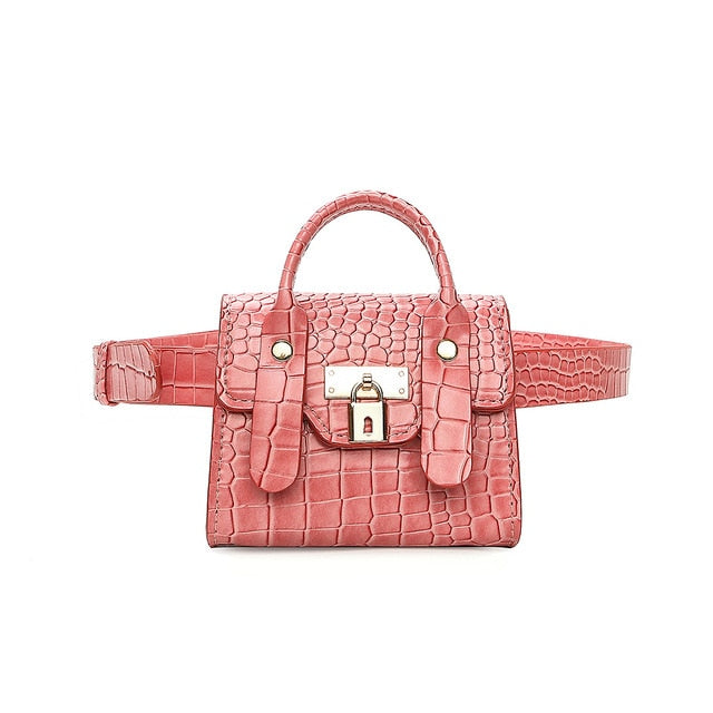 Sacoche Banane Cuir Croco Bleu Chic
