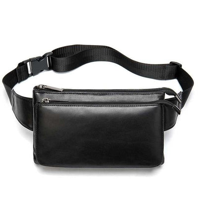 Sacoche Banane Urbaine Cuir Noir Unisexe