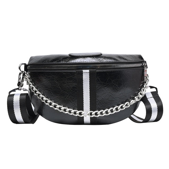 Sac Banane Urbain Chic à Chaîne Argentée