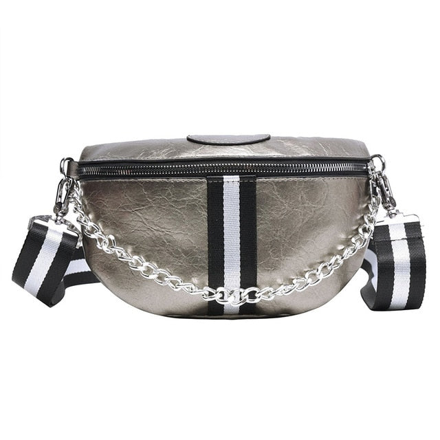 Sac Banane Urbain Chic à Chaîne Argentée