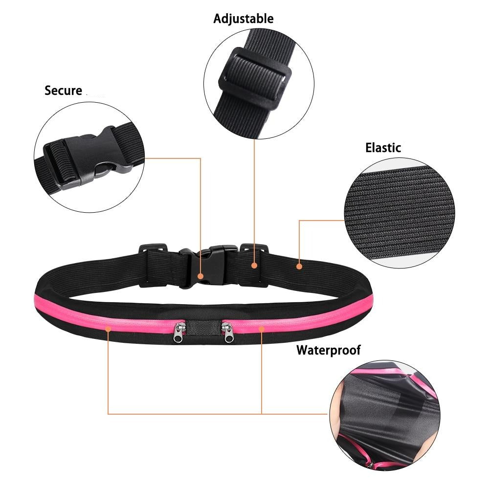 Ceinture Sportive Banane Double Zip Bleue