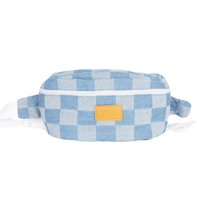 Sac Banane Urbain Damier Bleu Pastel