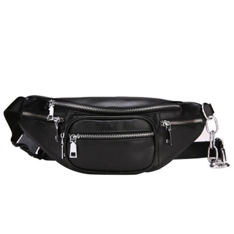 Sac Banane Urbain Noir Multi-Poches Pratique