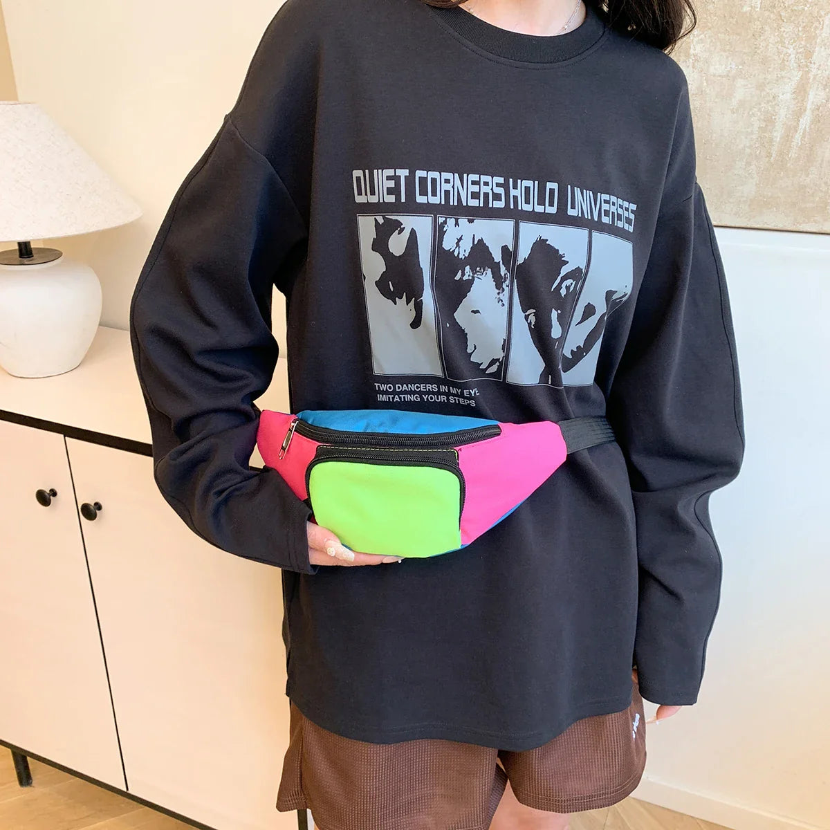 Sac Banane tissu tricolore pratique et résistant pour voyage et randonnée