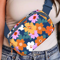 Sac Banane été en toile imprimée – pratique et robuste pour le voyage - modèle Colorful Flowers - Banane Avenue ™