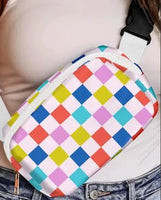 Sac Banane été en toile imprimée – pratique et robuste pour le voyage - modèle Colorful Plaid - Banane Avenue ™