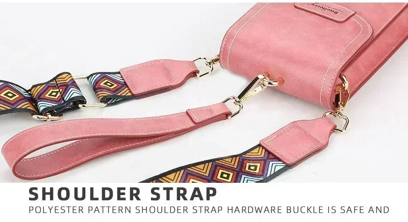 Sacoche Bandoulière rose pratique pour voyager mains libres