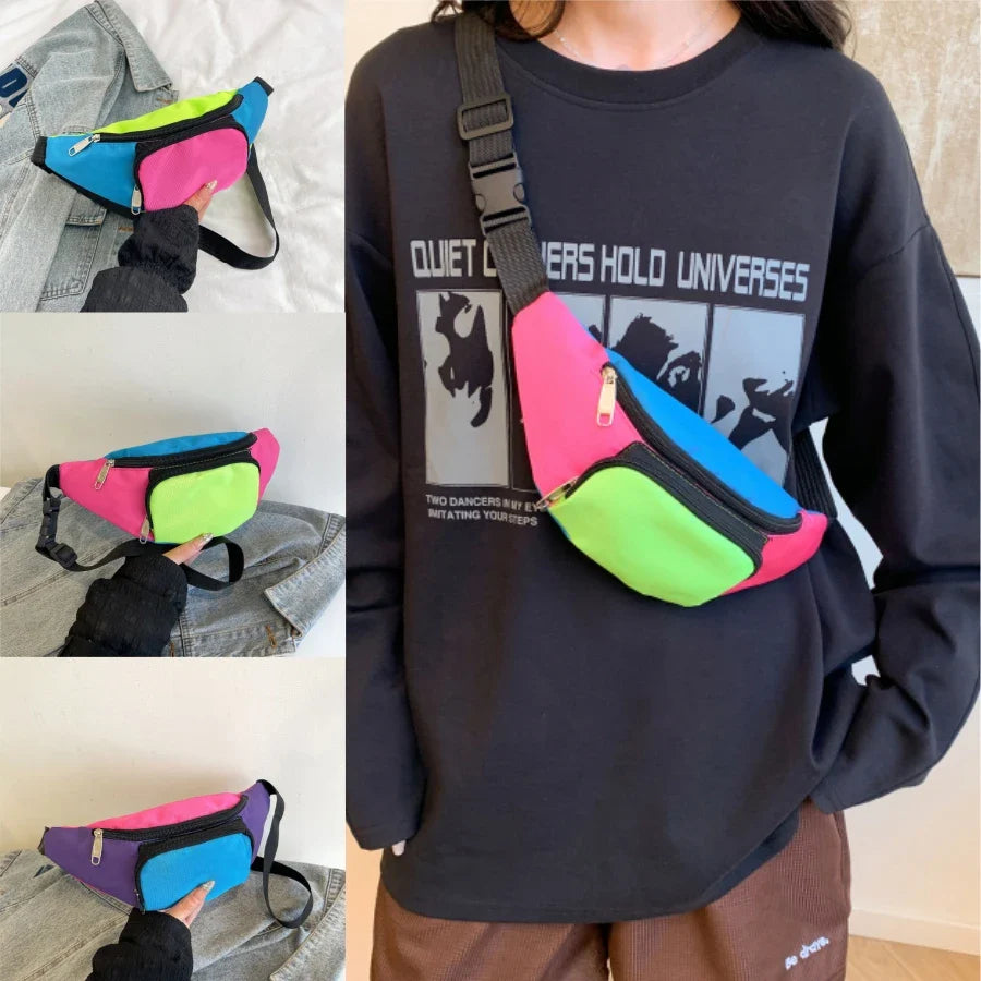 Sac Banane tissu tricolore pratique et résistant pour voyage et randonnée