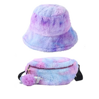 Ensemble Sac Banane et Chapeau Peluche Arc-en-ciel - modèle Violet - Banane Avenue ™