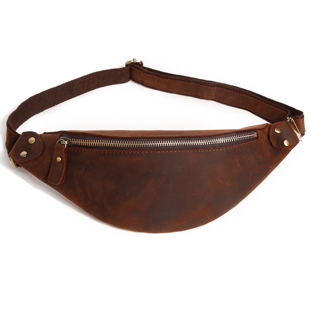 Sac Banane Cuir Marron Élégant Urbain