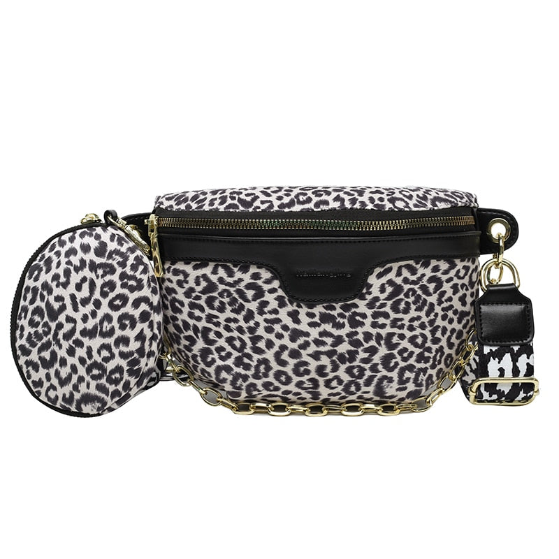 Sac Banane Tendance Léopard avec Chaîne Détachable