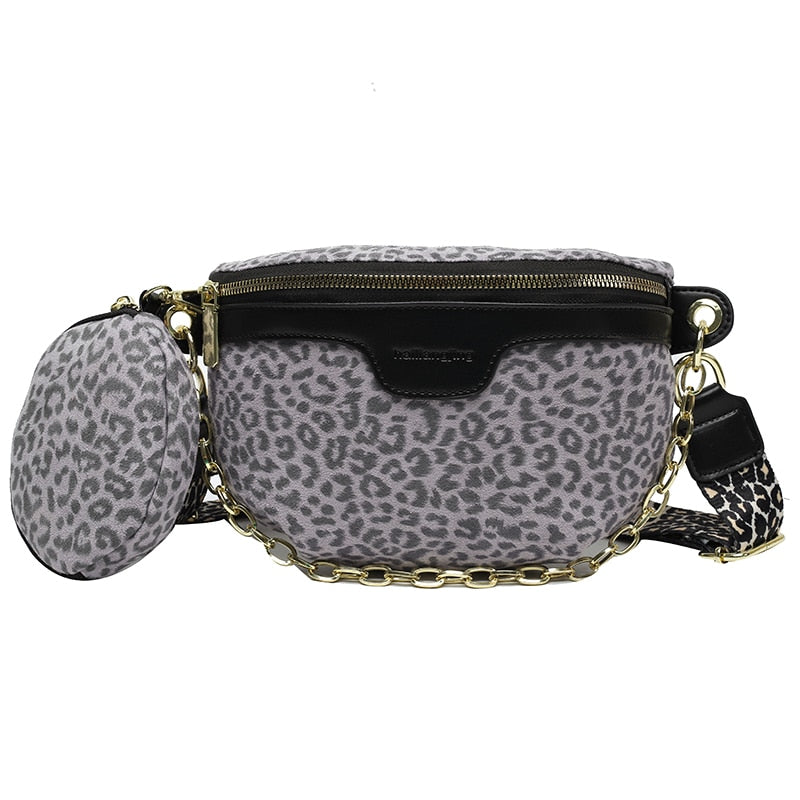 Sac Banane Tendance Léopard avec Chaîne Détachable