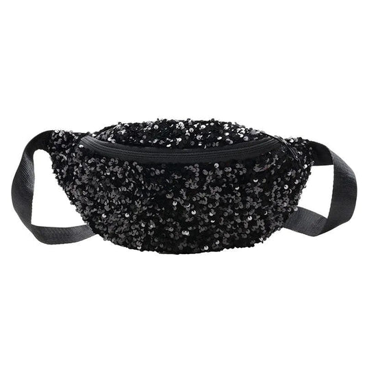 Sac Banane Paillettes Noires Tendance