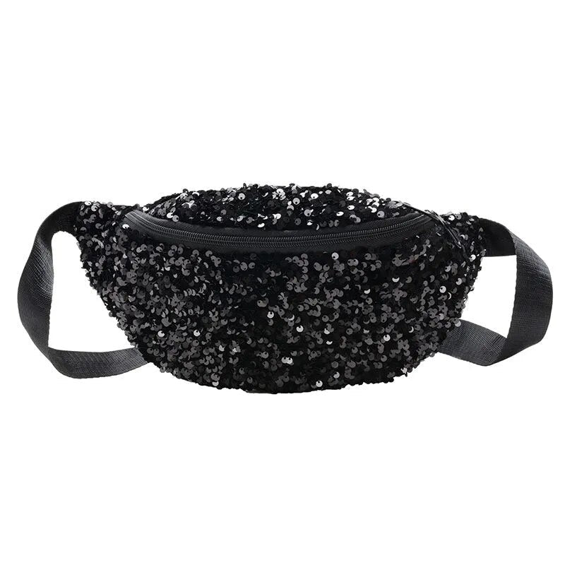 Sac Banane Paillettes Noires Mode Festive