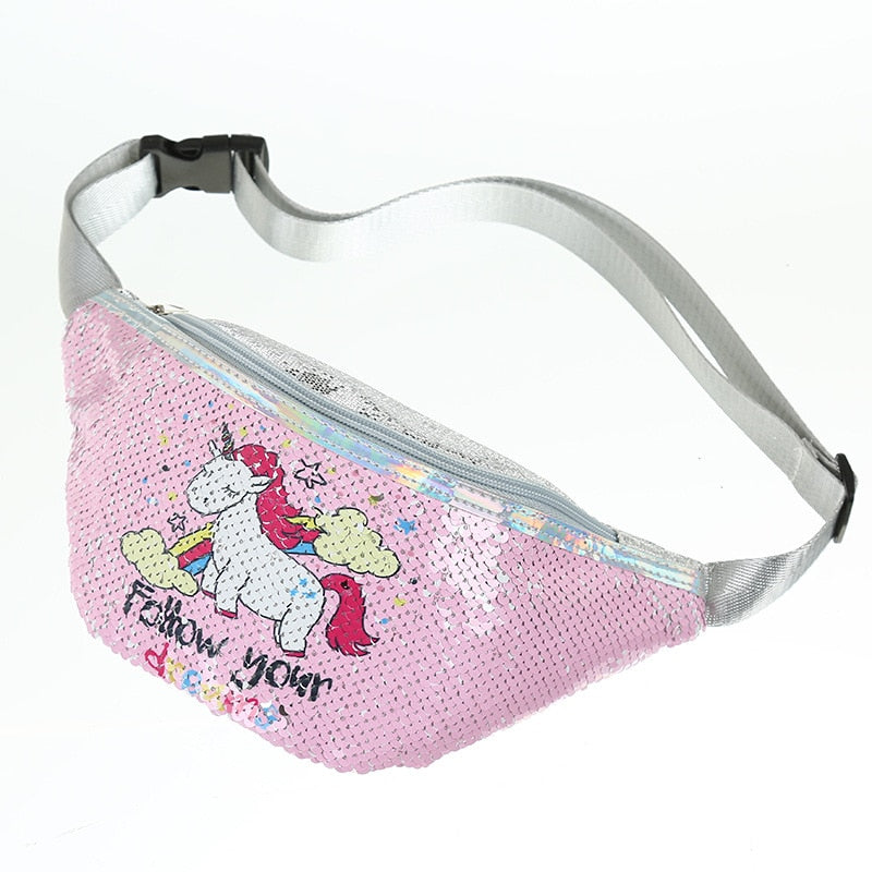 Sac Banane Enfant Licorne Paillettes Rose