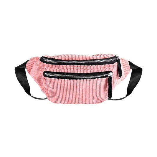 Sac Banane Urbain Rose Côtelé Tendance