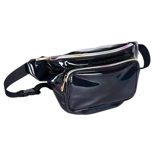 Sac Banane Tendance Noir Brillant Unisexe