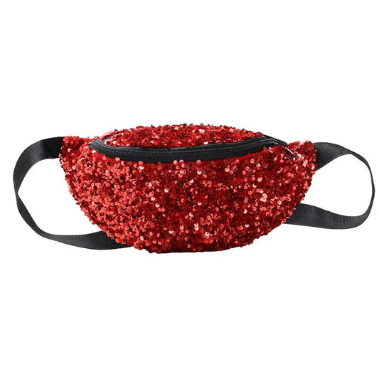 Sac Banane Paillettes Rouge Festif Chic