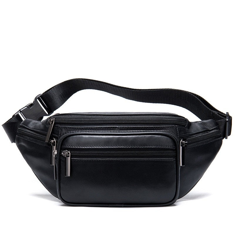 Ceinture Sacoche Banane Cuir Noir Urbaine