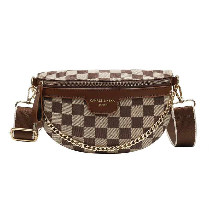 Ceinture Tendance Damier Brun Chic