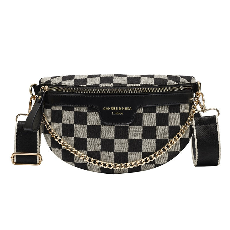 Ceinture Tendance Damier Brun Chic