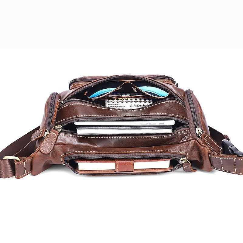 Sac Banane Élégant Cuir Marron Effet Croco