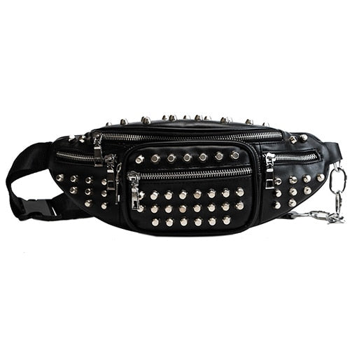 Sac Banane Urbain Clous Métalliques Blanc