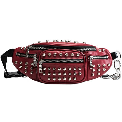 Sac Banane Urbain Clous Métalliques Blanc