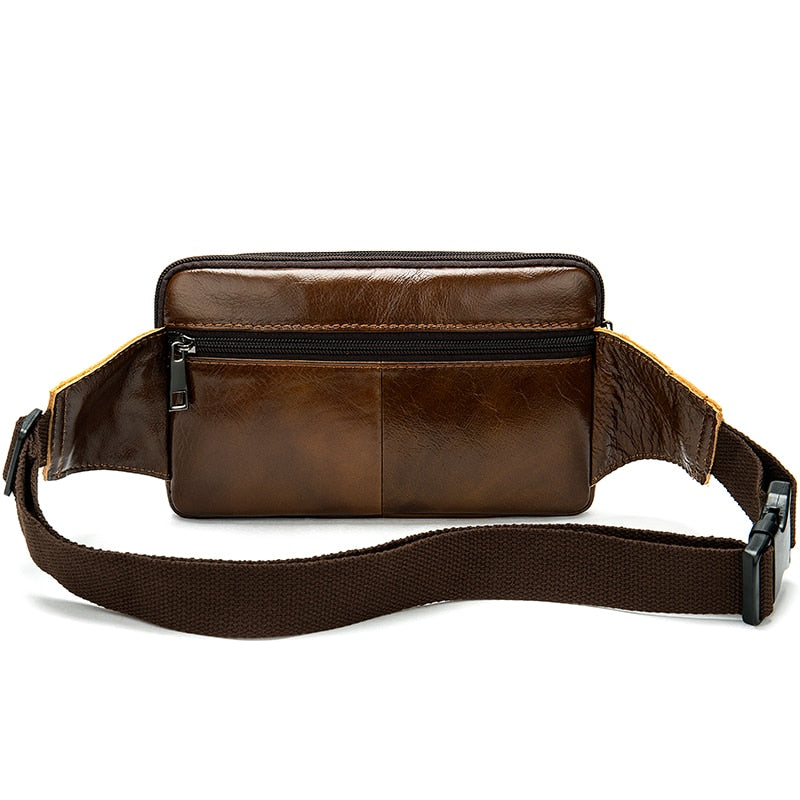 Ceinture Sacoche Banane Cuir Vintage Marron