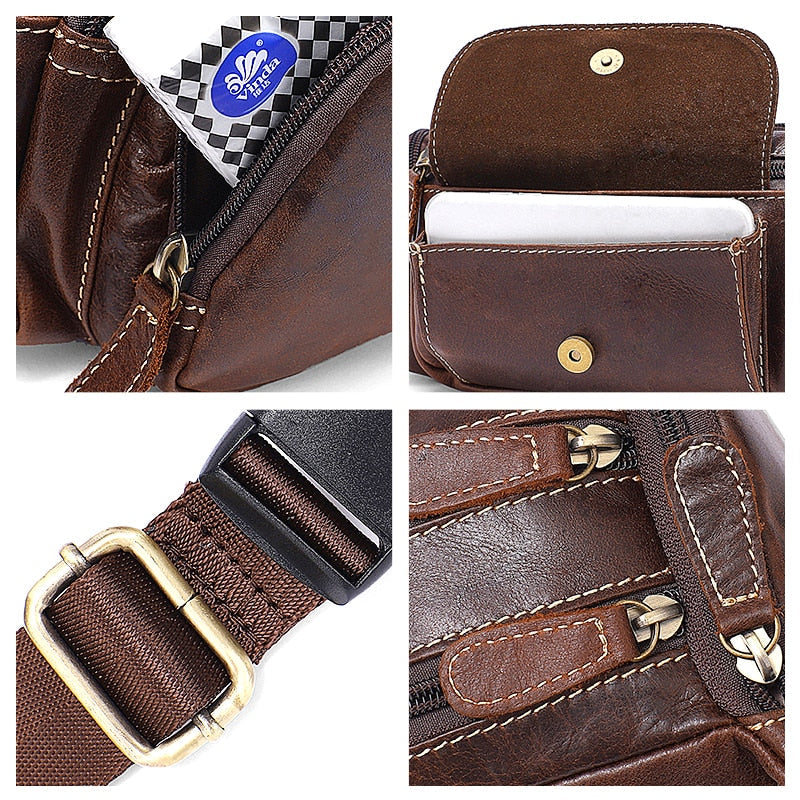 Sac Banane Élégant Cuir Marron Effet Croco