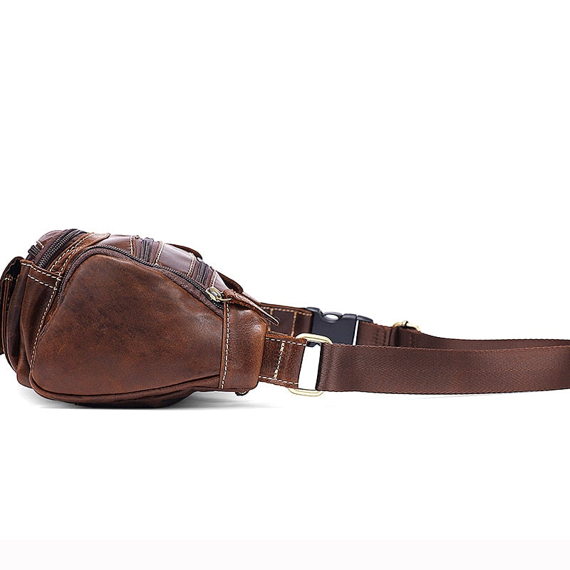 Sac Banane Élégant Cuir Marron Effet Croco