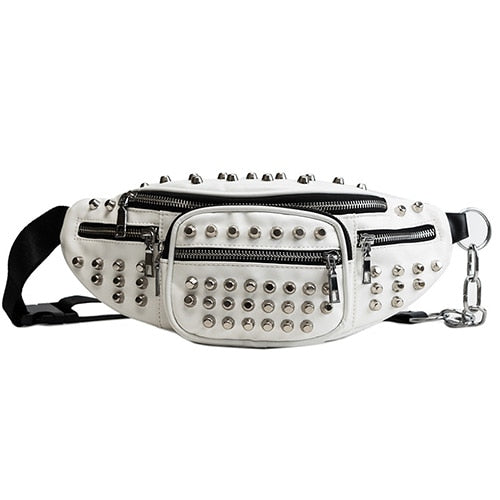 Sac Banane Urbain Clous Métalliques Blanc