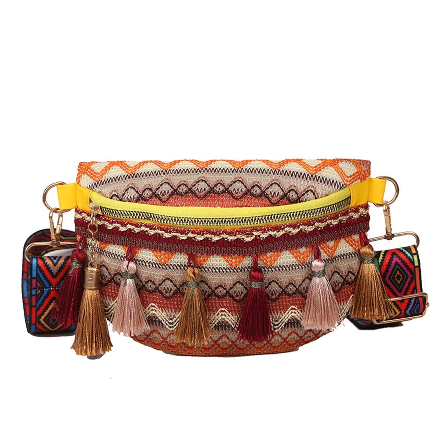 Sac Banane Bohème Chic Pompons Multicolores