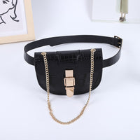 Sac Banane Élégant Cuir Noir Chaîne Dorée - modèle Noir - Banane Avenue ™