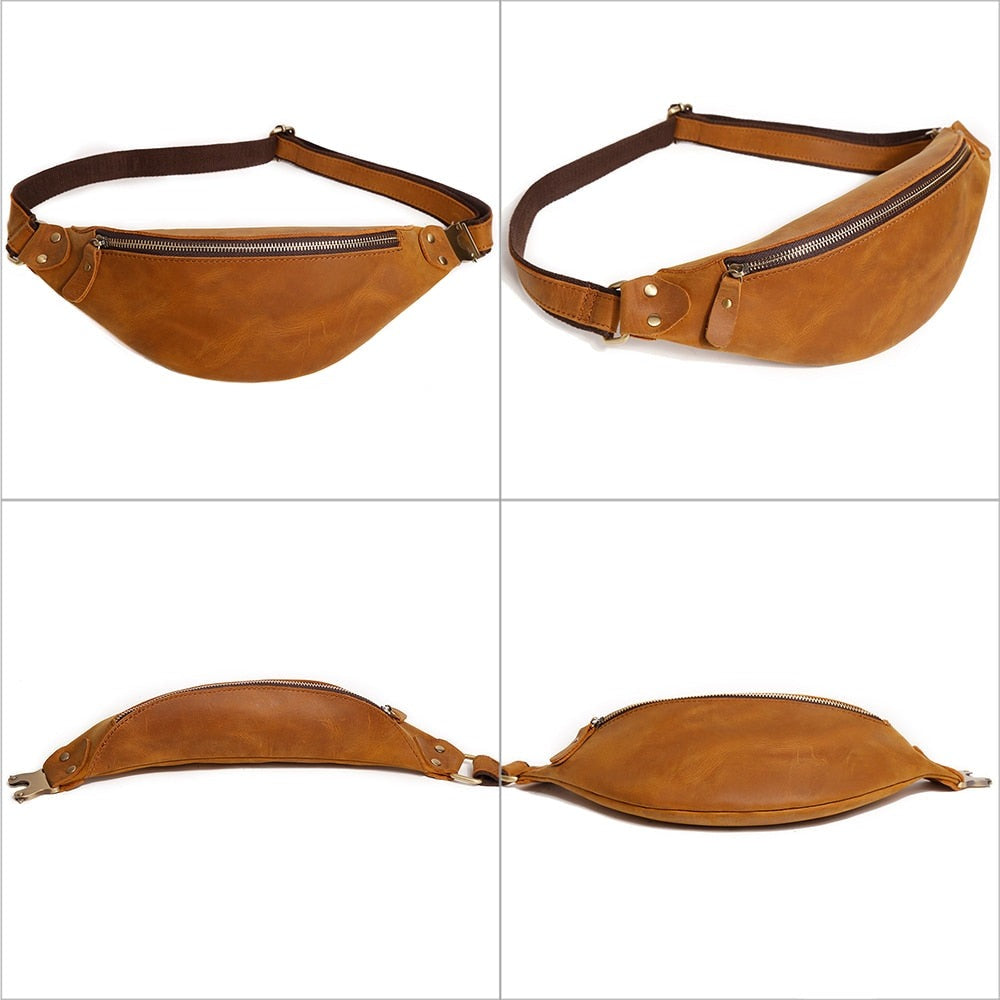 Sac Banane Cuir Marron Élégant Urbain