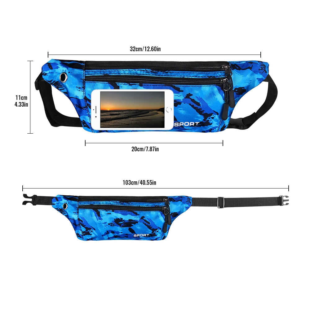 Sacoche Banane Sport Camouflage Bleue